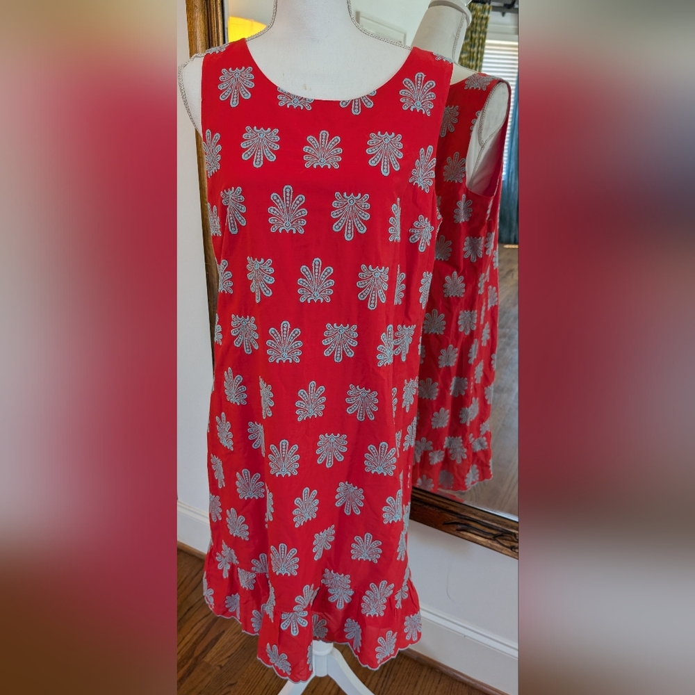 Talbots Red and White Floral Dress